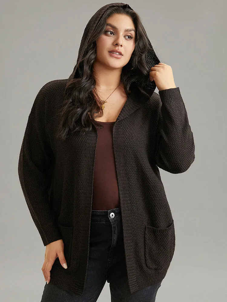 Plain Hooded Pocket Open Front Cardigan sold by Bloomchic
