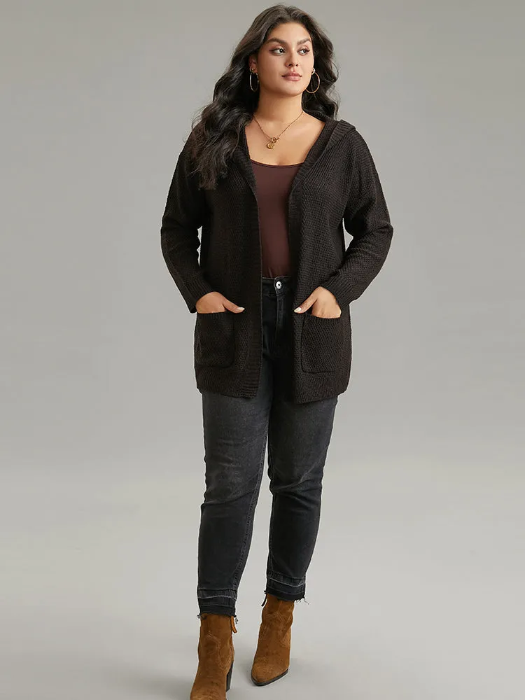 Plain Hooded Pocket Open Front Cardigan sold by Bloomchic product image thumbnail 5