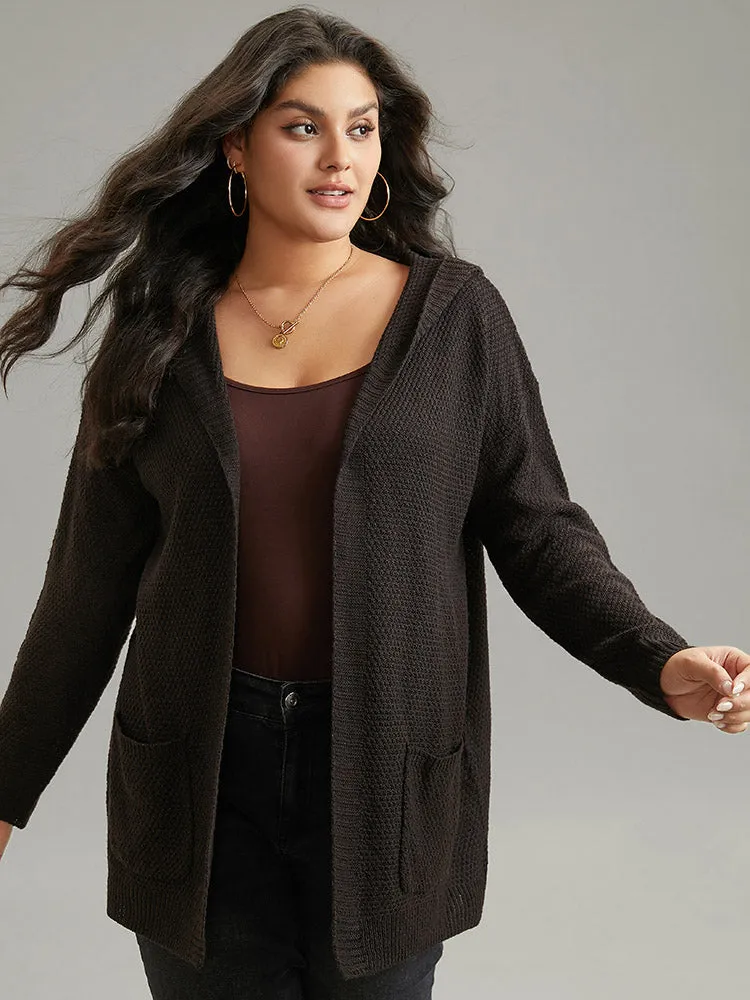 Plain Hooded Pocket Open Front Cardigan sold by Bloomchic product image thumbnail 4