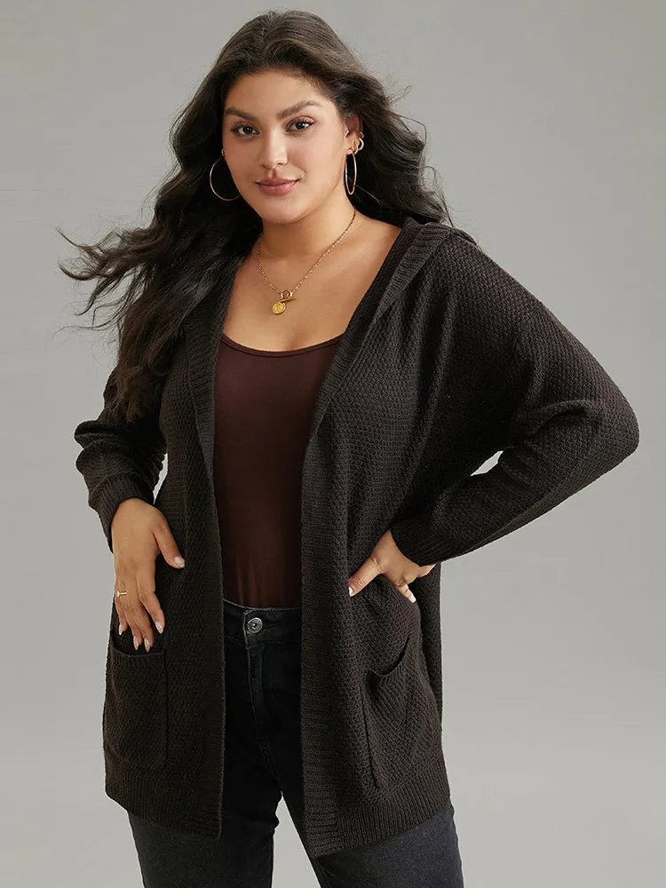 Plain Hooded Pocket Open Front Cardigan sold by Bloomchic product image thumbnail 3