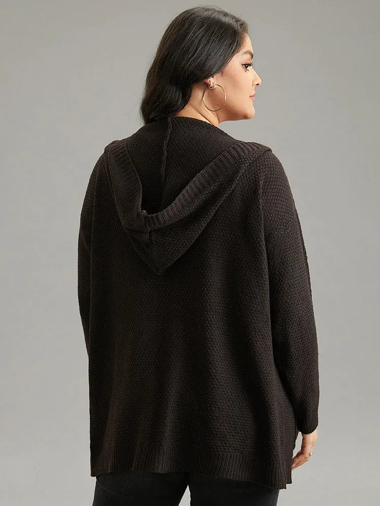 Plain Hooded Pocket Open Front Cardigan sold by Bloomchic product image thumbnail 2