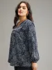 Bandana Lace Insert Lantern Sleeve Blouse sold by Bloomchic