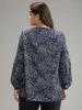 Bandana Lace Insert Lantern Sleeve Blouse sold by Bloomchic