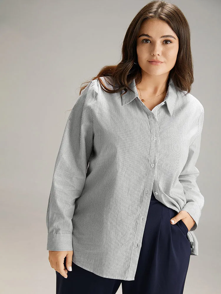 Cotton Striped Shirt Collar Blouse sold by Bloomchic product image thumbnail 3