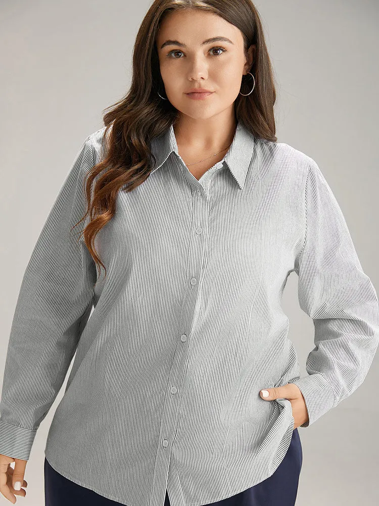 Cotton Striped Shirt Collar Blouse sold by Bloomchic product image thumbnail 2