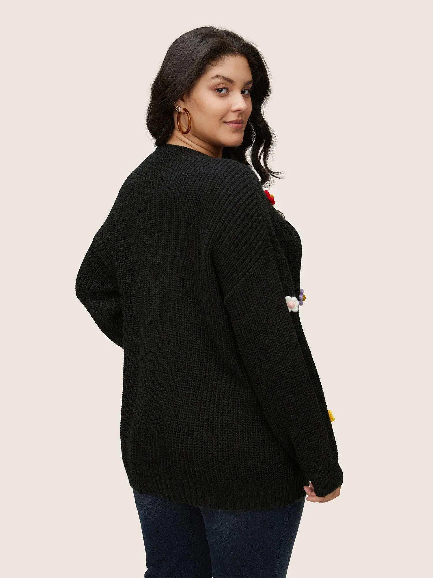 Stereo Flower Design Round Neck Pullover sold by Bloomchic product image thumbnail 2