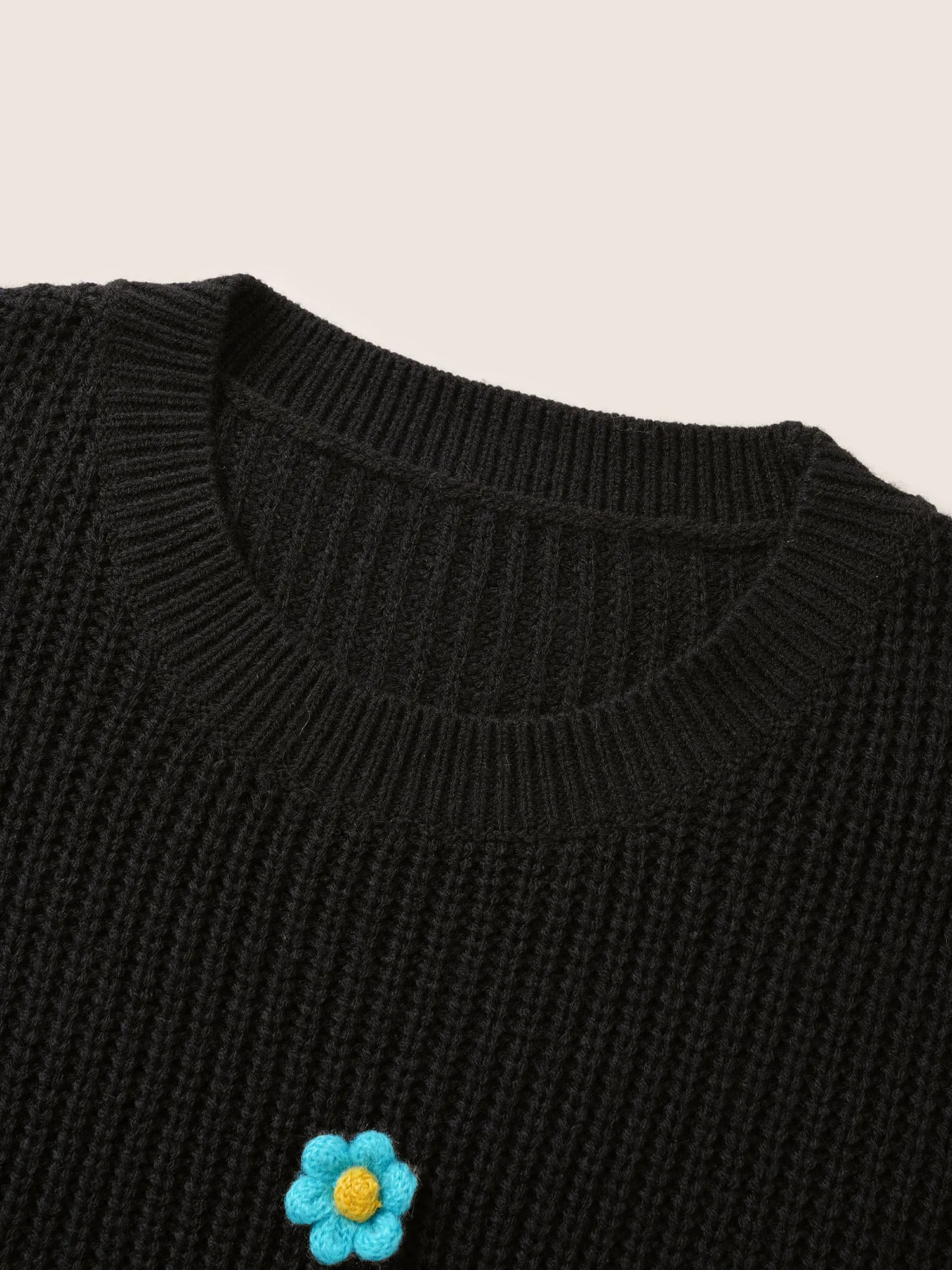 Stereo Flower Design Round Neck Pullover sold by Bloomchic product image thumbnail 5