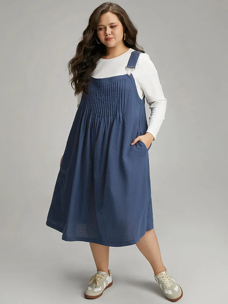 Plain Plicated Detail Adjustable Straps Dress sold by Bloomchic