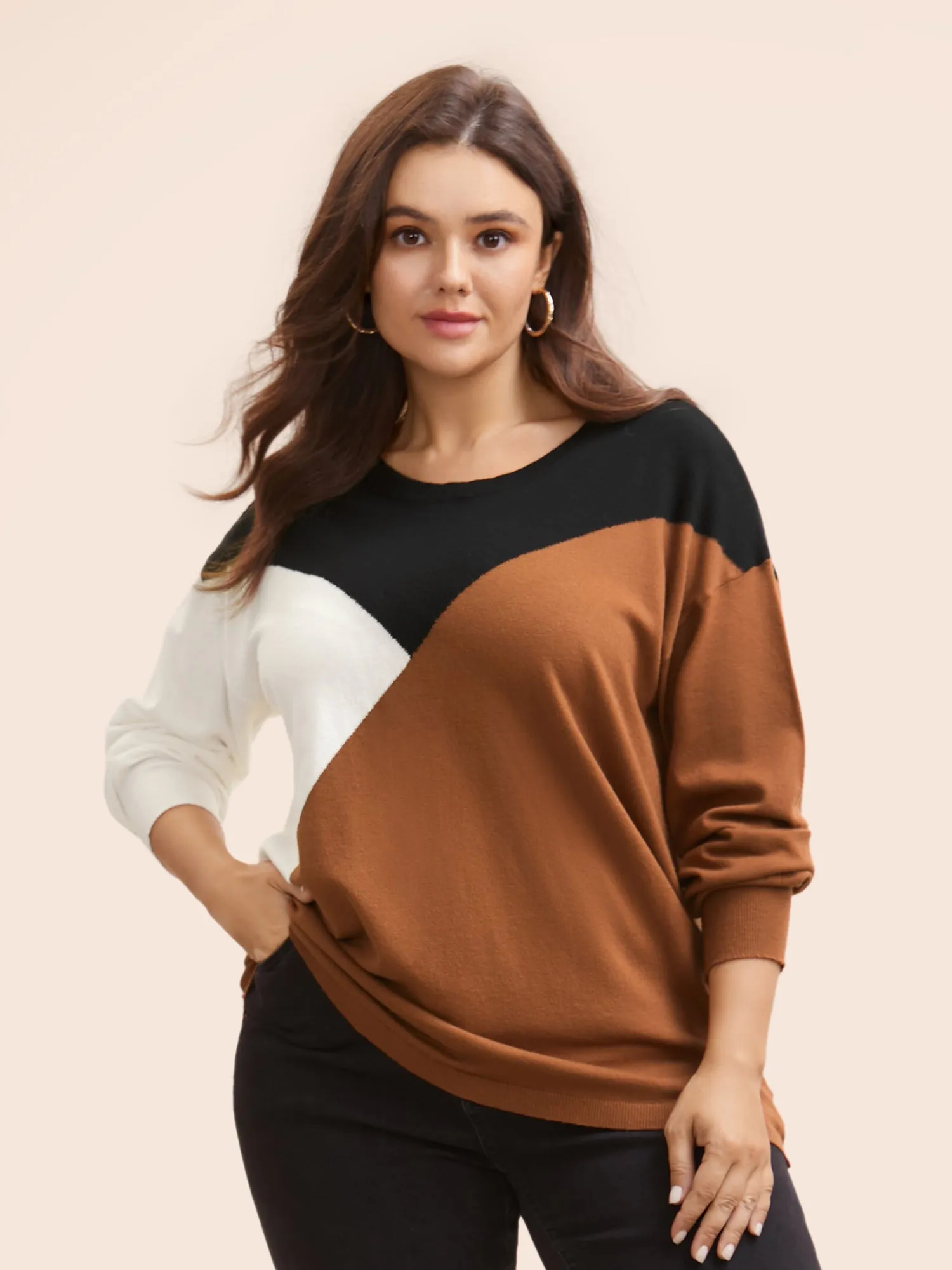 Supersoft Essentials Colorblock Contrast Pullover sold by Bloomchic