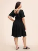 Square Neck Contrast Webbing Belted Dress sold by Bloomchic
