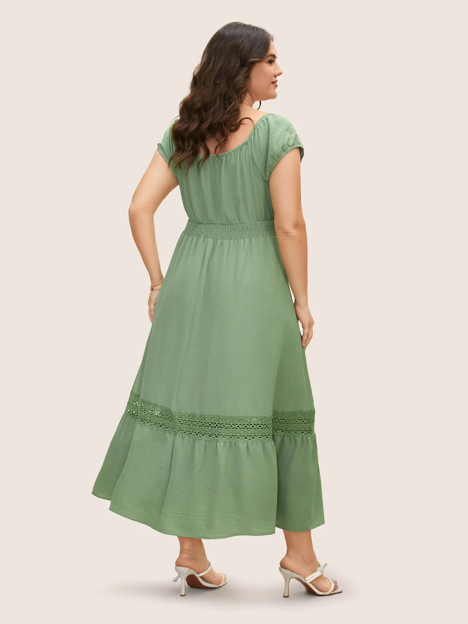 Guipure Lace Tie Knot Raglan Sleeve Dress sold by Bloomchic product image thumbnail 4