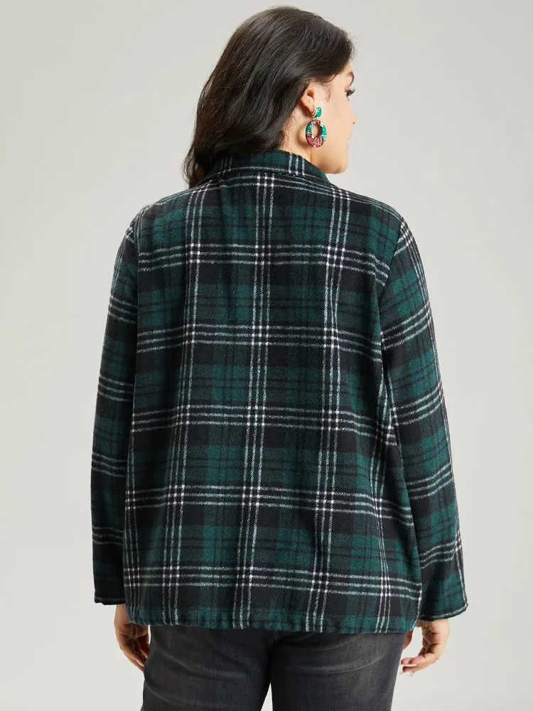 Plaid Lapel Collar Pocket Zipper Fly Jacket sold by Bloomchic product image thumbnail 2