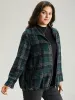 Plaid Lapel Collar Pocket Zipper Fly Jacket sold by Bloomchic