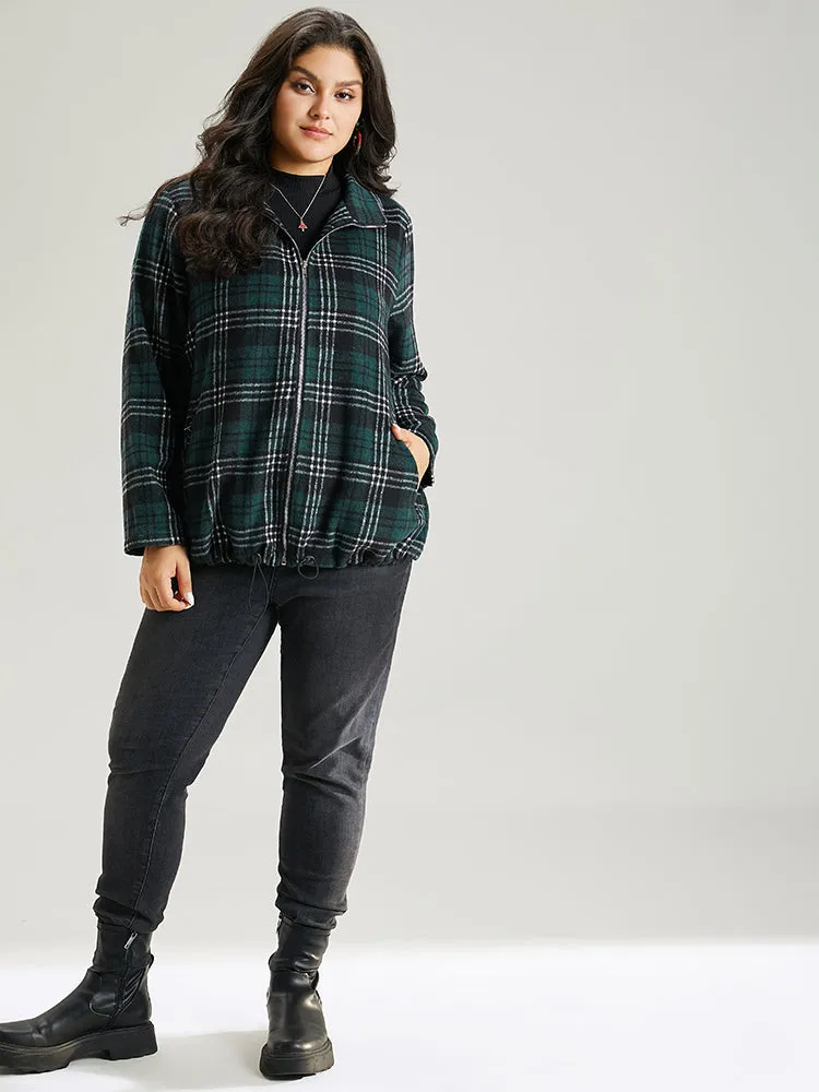 Plaid Lapel Collar Pocket Zipper Fly Jacket sold by Bloomchic product image thumbnail 4