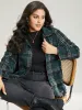 Plaid Lapel Collar Pocket Zipper Fly Jacket sold by Bloomchic