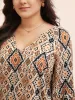 Bandana Geometric Pleated Lantern Sleeve Blouse sold by Bloomchic