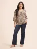 Bandana Geometric Pleated Lantern Sleeve Blouse sold by Bloomchic