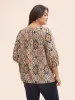 Bandana Geometric Pleated Lantern Sleeve Blouse sold by Bloomchic