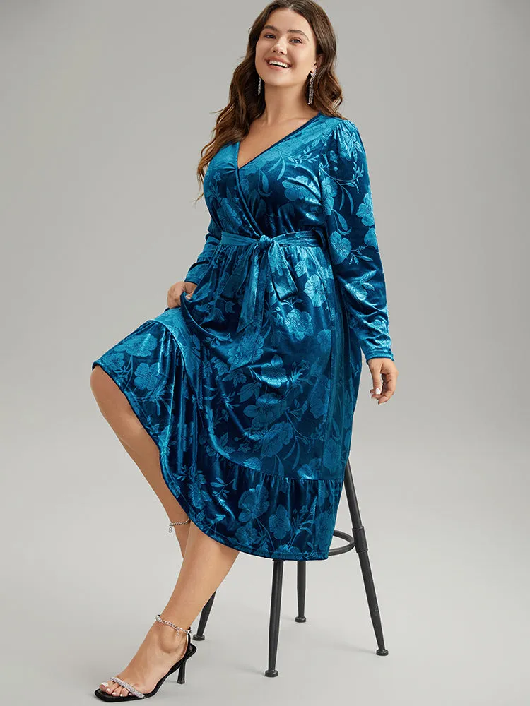 Textured Mesh Ruffle Hem Puff Sleeve Dress sold by Bloomchic product image thumbnail 4