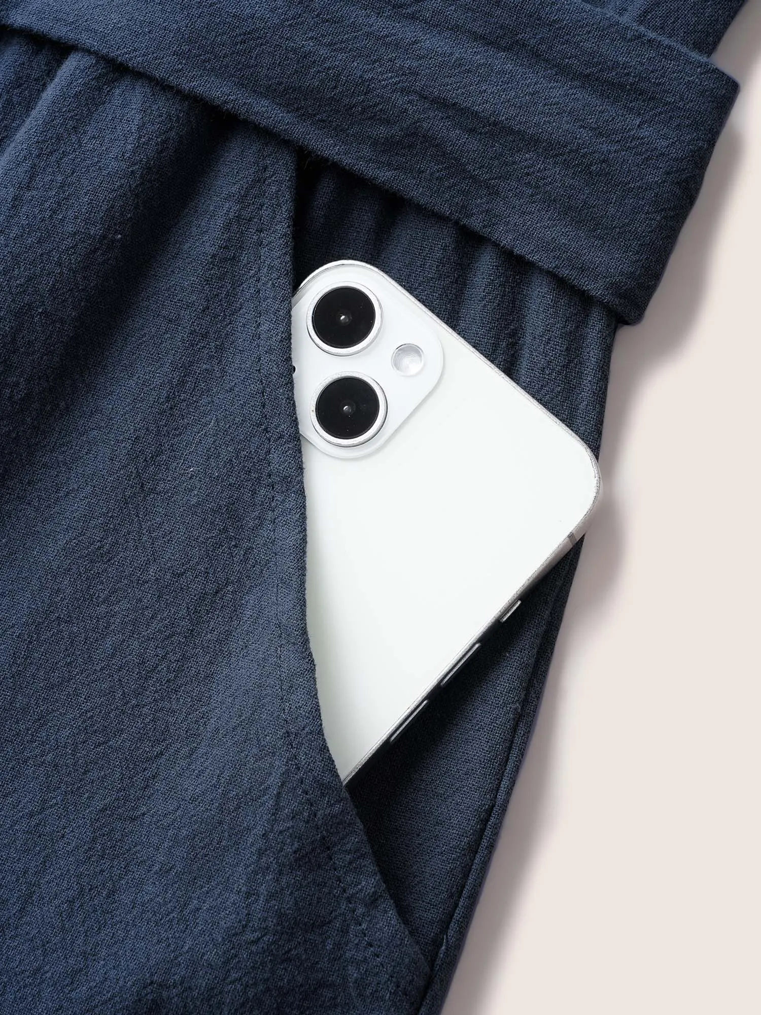 Cotton Solid Suit Collar Belted Loose Jumpsuit sold by Bloomchic product image thumbnail 5