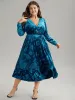 Velvet Silhouette Floral Print Belted Wrap Dress sold by Bloomchic