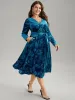 Velvet Silhouette Floral Print Belted Wrap Dress sold by Bloomchic