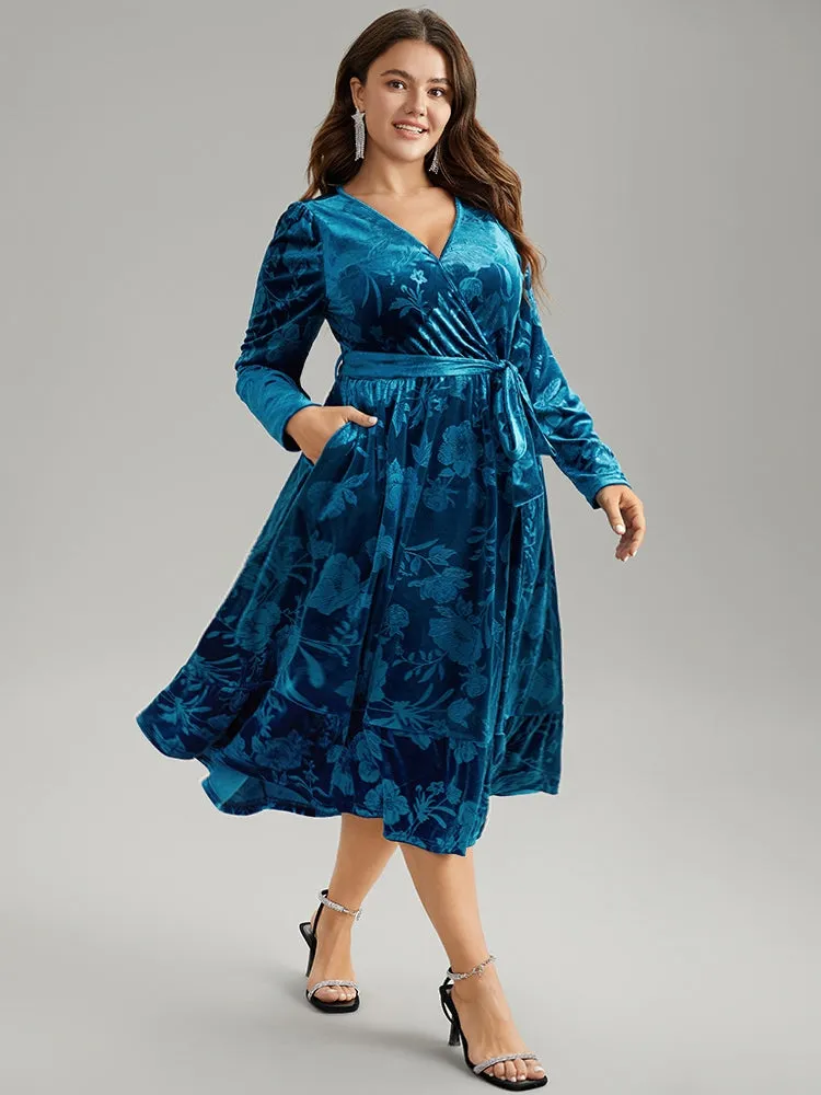 Textured Mesh Ruffle Hem Puff Sleeve Dress sold by Bloomchic product image thumbnail 3