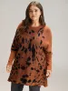 Leopard Batwing Sleeve Split Hem Pullover sold by Bloomchic
