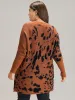 Leopard Batwing Sleeve Split Hem Pullover sold by Bloomchic