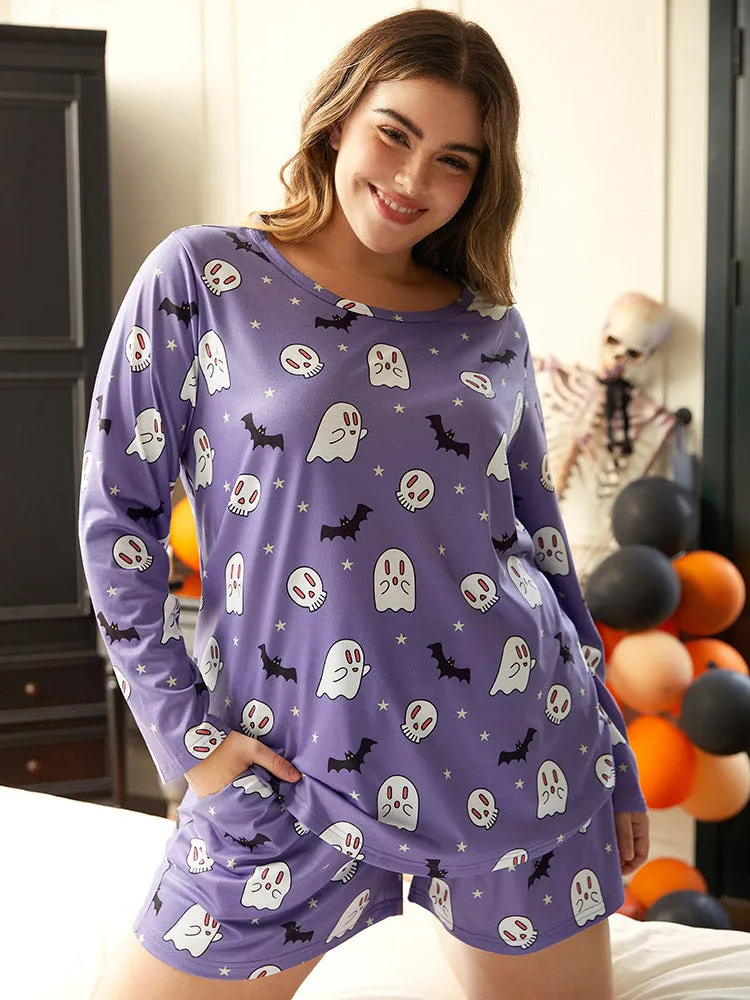Halloween Bat Print Crew Neck Sleep Top sold by Bloomchic product image thumbnail 2