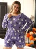 Halloween Bat Print Crew Neck Sleep Top sold by Bloomchic