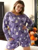 Halloween Bat Print Crew Neck Sleep Top sold by Bloomchic