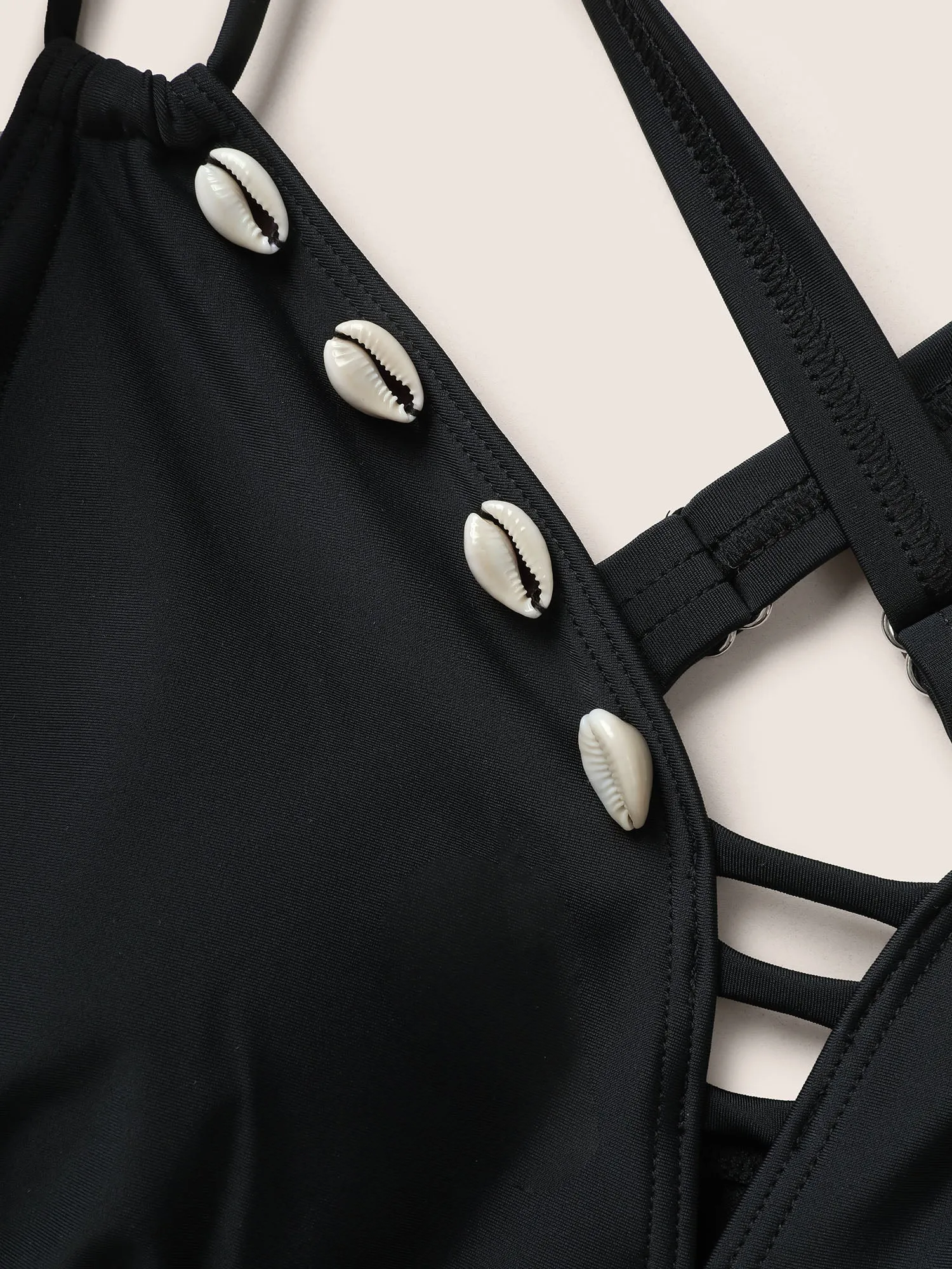 Plain Shell Detail Cut Out Gathered Swim Dress sold by Bloomchic product image thumbnail 5