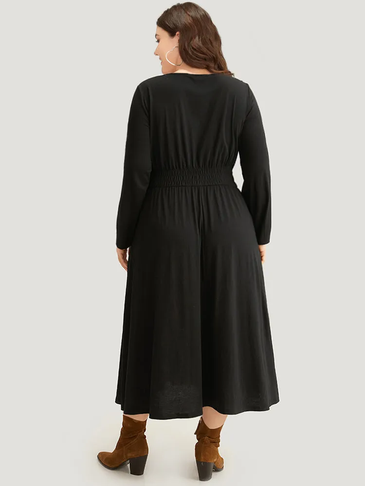Supersoft Essentials Solid Pocket Zipper Shirre Dress sold by Bloomchic product image thumbnail 4