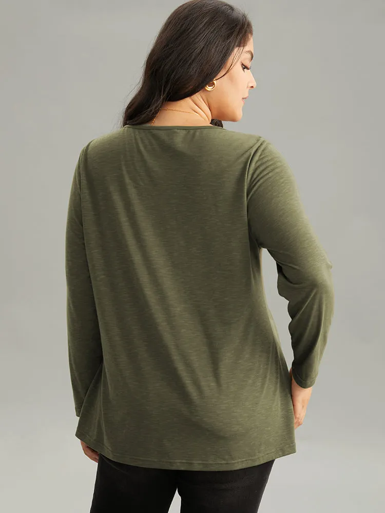 Solid V Neck Hanky Hem T-shirt sold by Bloomchic product image thumbnail 2