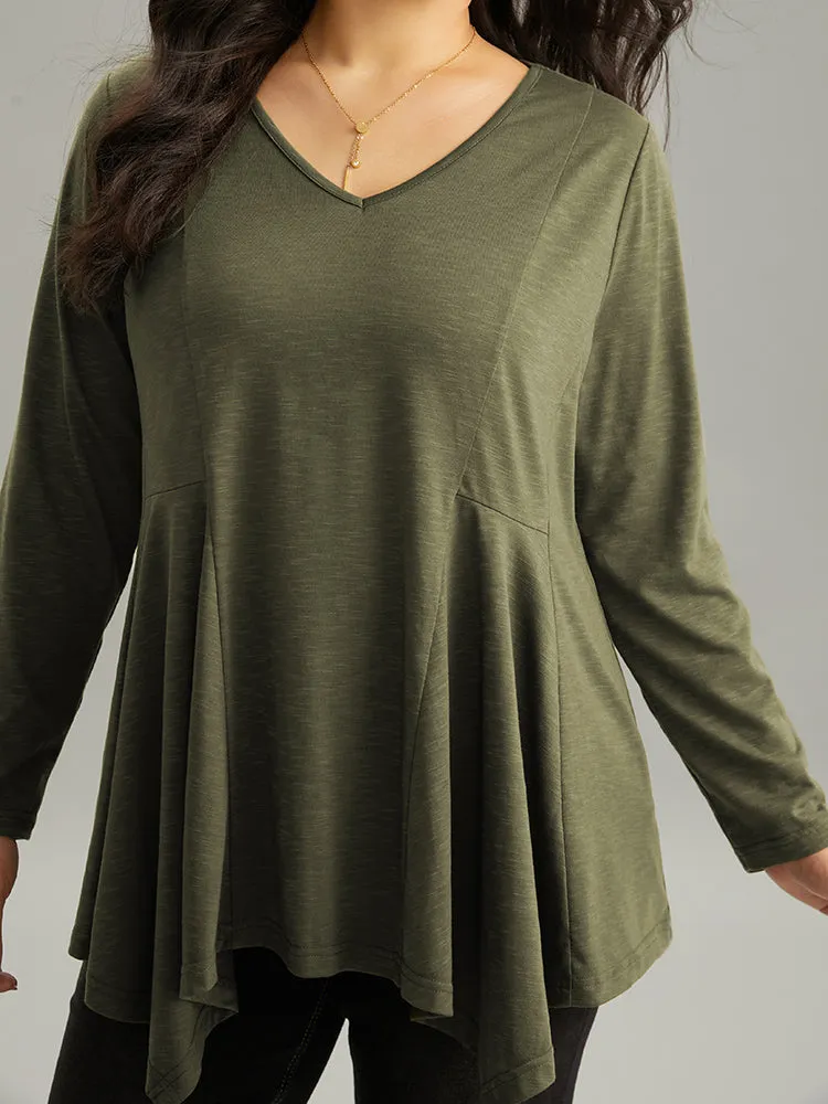 Solid V Neck Hanky Hem T-shirt sold by Bloomchic product image thumbnail 4