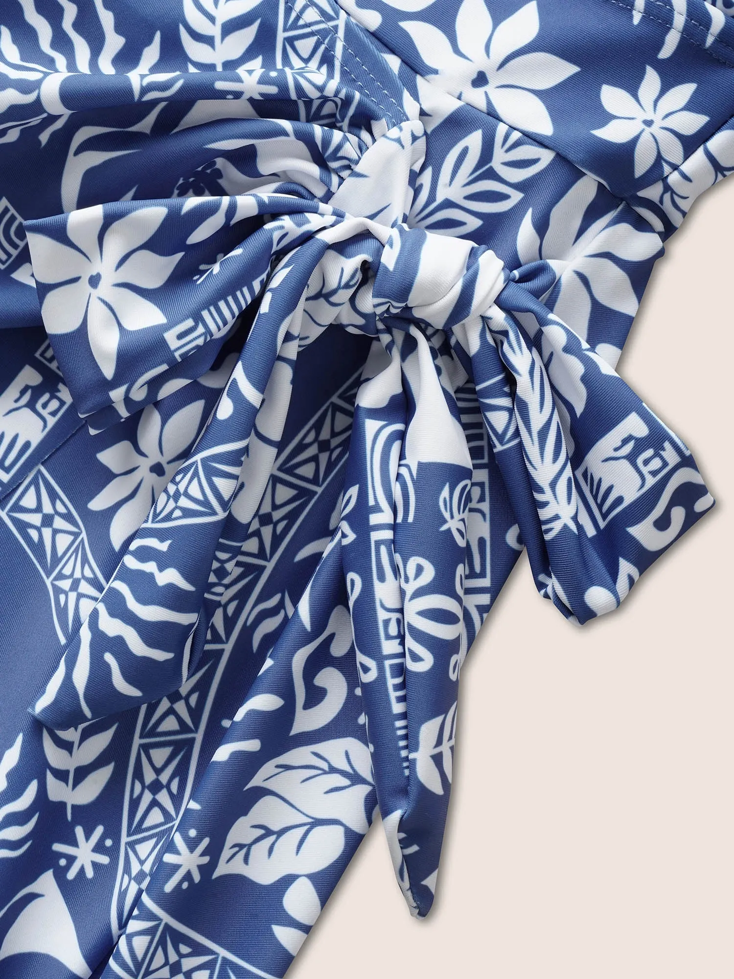 Tropical Print Gathered Tie Knot Swim Dress sold by Bloomchic product image thumbnail 5