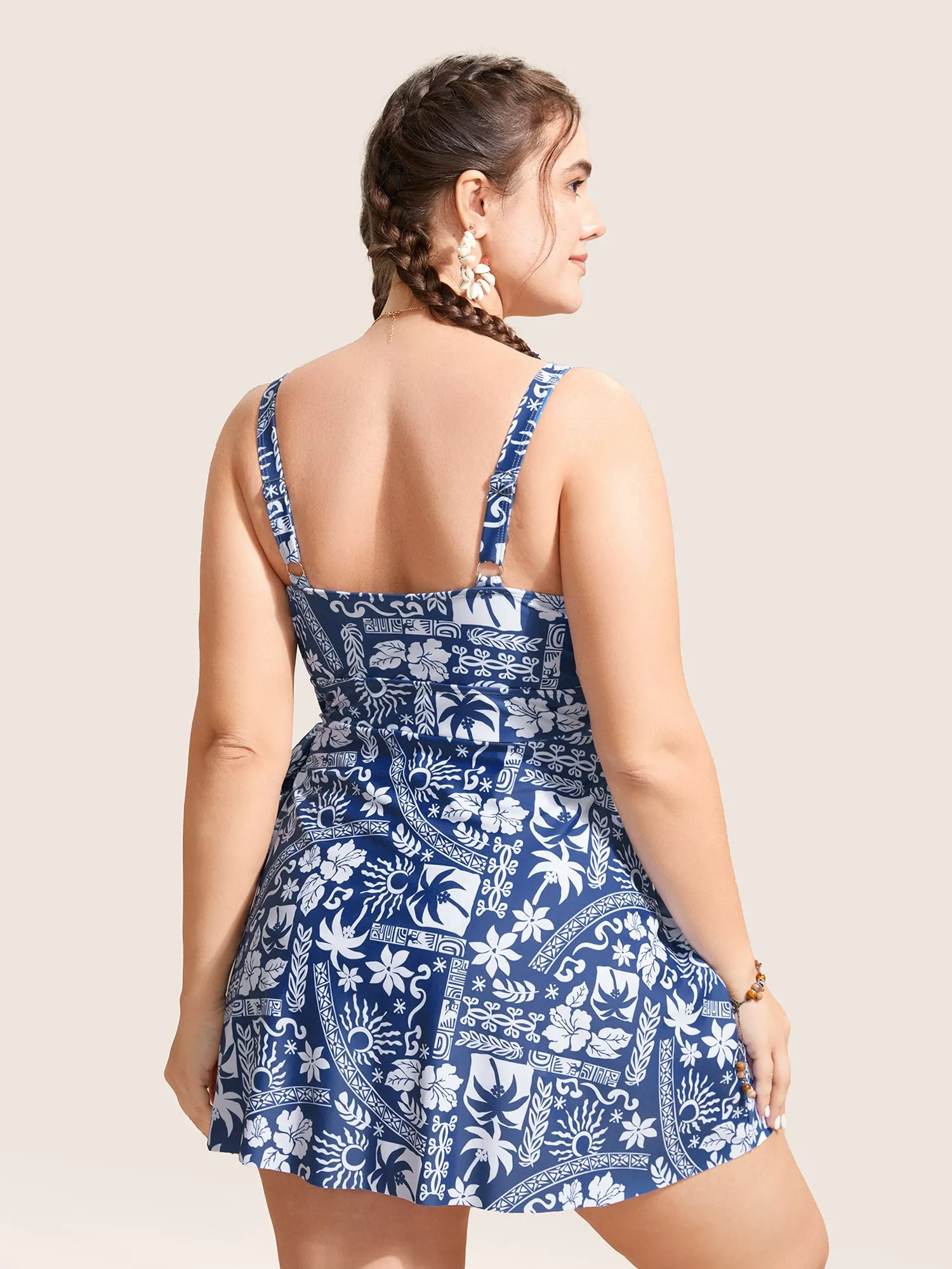 Tropical Print Gathered Tie Knot Swim Dress sold by Bloomchic product image thumbnail 2