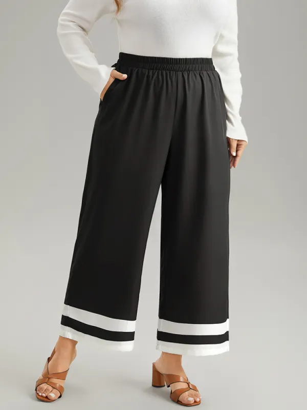 Contrast Trim Slant Pocket Elastic Waist Pants sold by Bloomchic