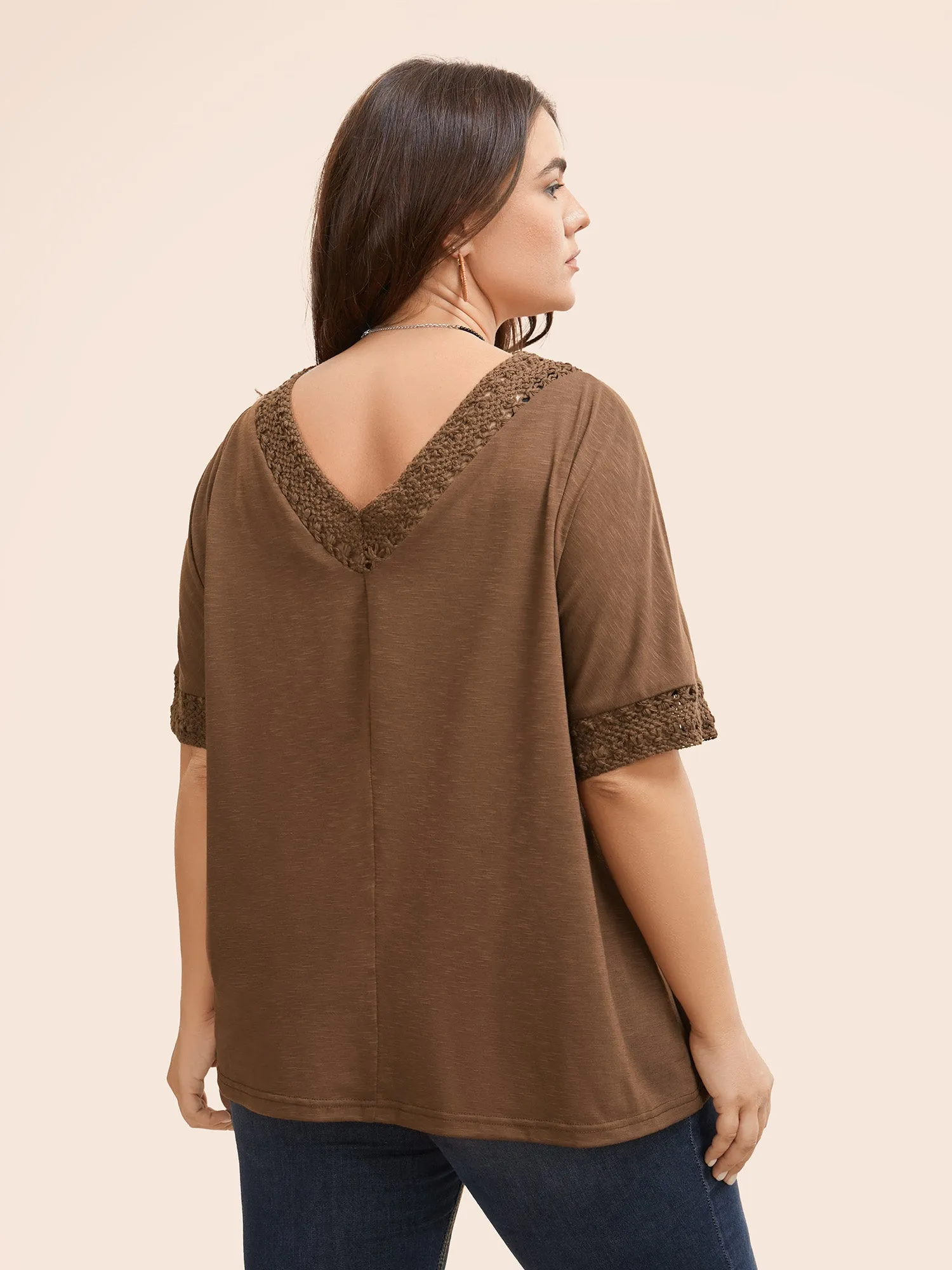 V Neck Woven Ribbon Dolman Sleeve T-shirt sold by Bloomchic product image thumbnail 4