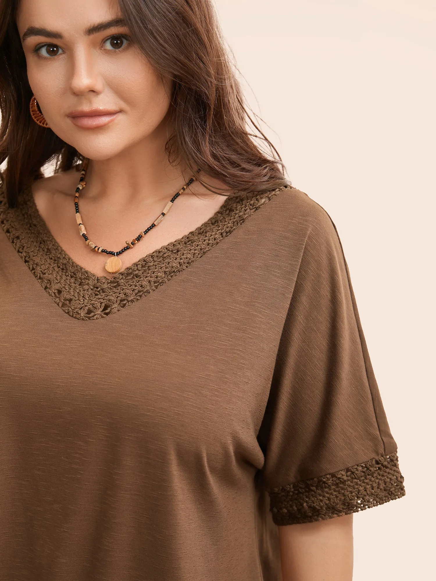 V Neck Woven Ribbon Dolman Sleeve T-shirt sold by Bloomchic product image thumbnail 3