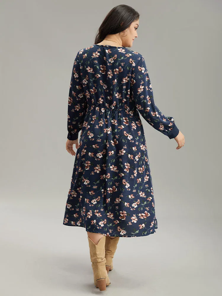 Floral Print Elastic Waist Split Hem Dress sold by Bloomchic product image thumbnail 3