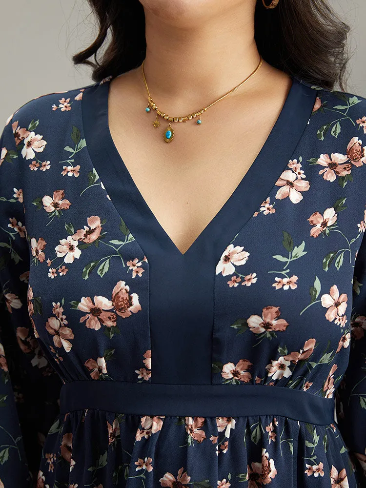 Floral Print Elastic Waist Split Hem Dress sold by Bloomchic product image thumbnail 5