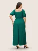 Heart Neckline Lantern Sleeve Ruched Jumpsuit sold by Bloomchic