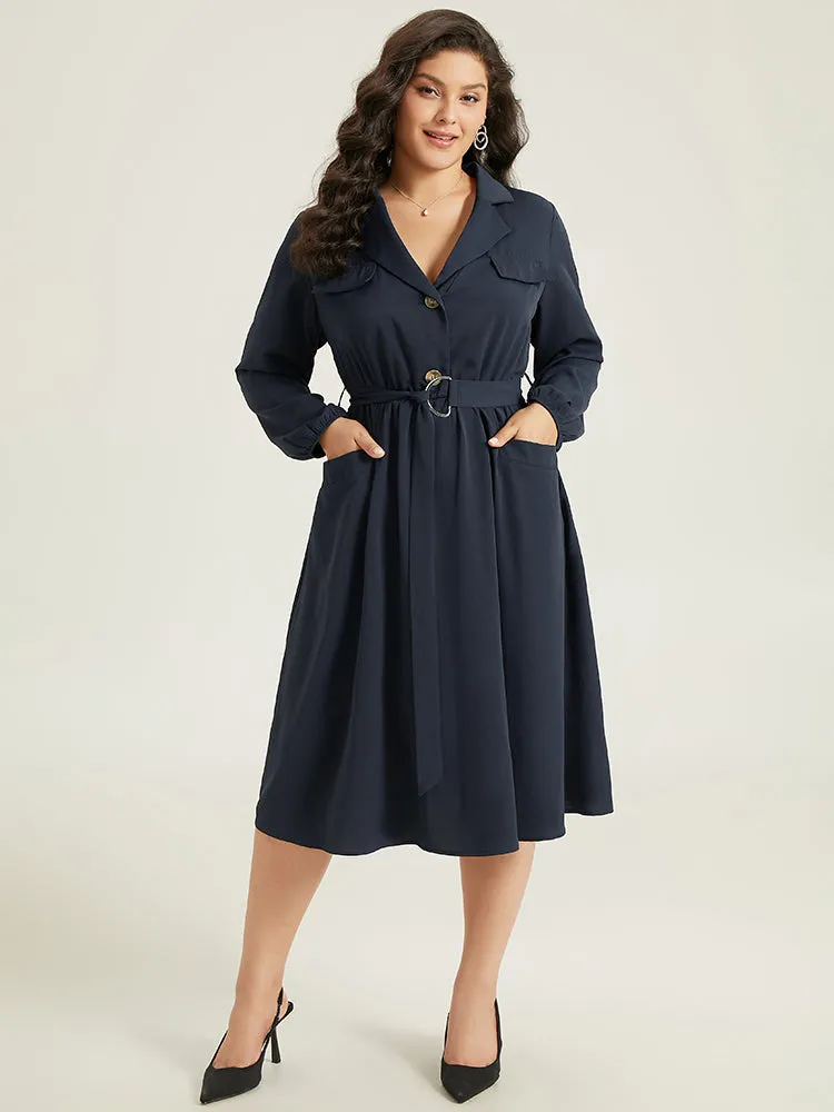 Anti-Wrinkle Suit Collar Pocket Belted Shirt Dress sold by Bloomchic product image thumbnail 4