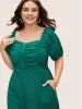Heart Neckline Lantern Sleeve Ruched Jumpsuit sold by Bloomchic