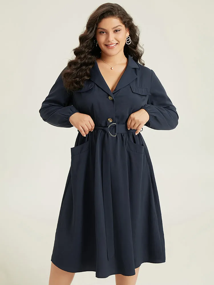Anti-Wrinkle Suit Collar Pocket Belted Shirt Dress sold by Bloomchic product image thumbnail 5