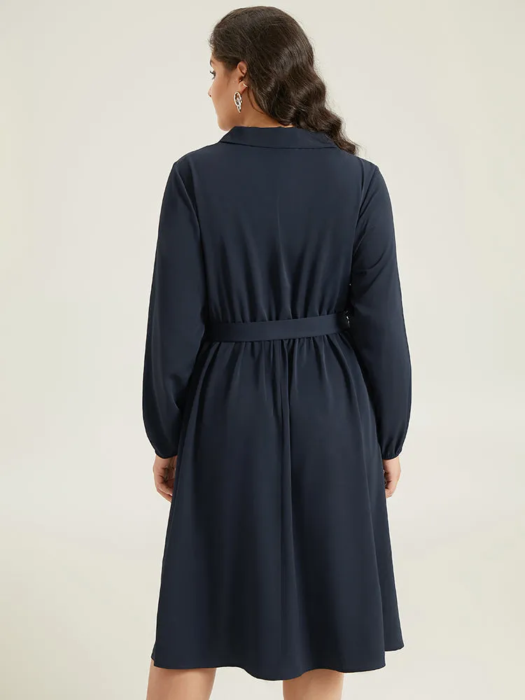 Anti-Wrinkle Suit Collar Pocket Belted Shirt Dress sold by Bloomchic product image thumbnail 3