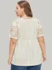 Plain Pompom Trim Lace Sleeve Broderie Anglaise T-shirt sold by Bloomchic