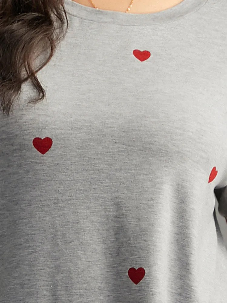 Heart Print Crew Neck T-shirt sold by Bloomchic product image thumbnail 5